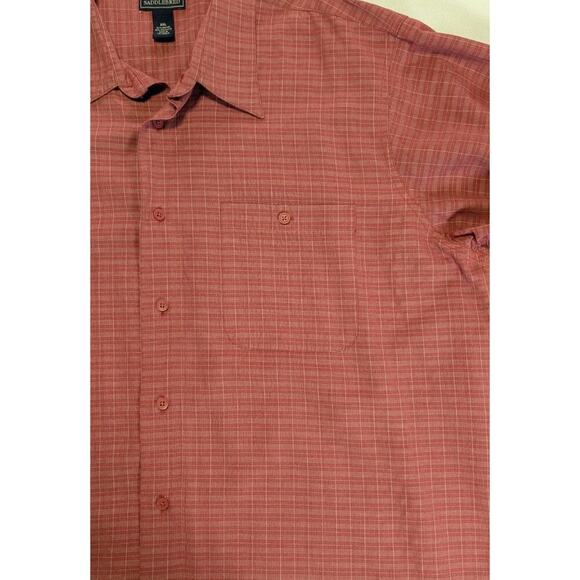 Saddlebred Shirt Men's XXL Red/Tan Plaid Button Down Shirt Front Pocket Casual - Picture 8 of 8